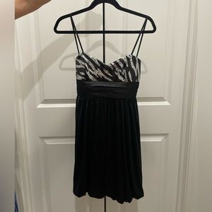 Black zebra cocktail dress